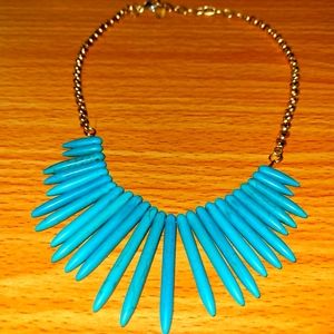 Choker, Statement Necklace, Turquoise Bib Necklace, Spike Necklace, Warrior Neck